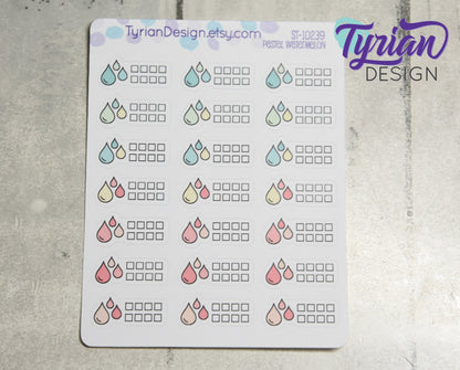 Water Tracking Icon Stickers | 21 Stickers | 1 x .5" each.