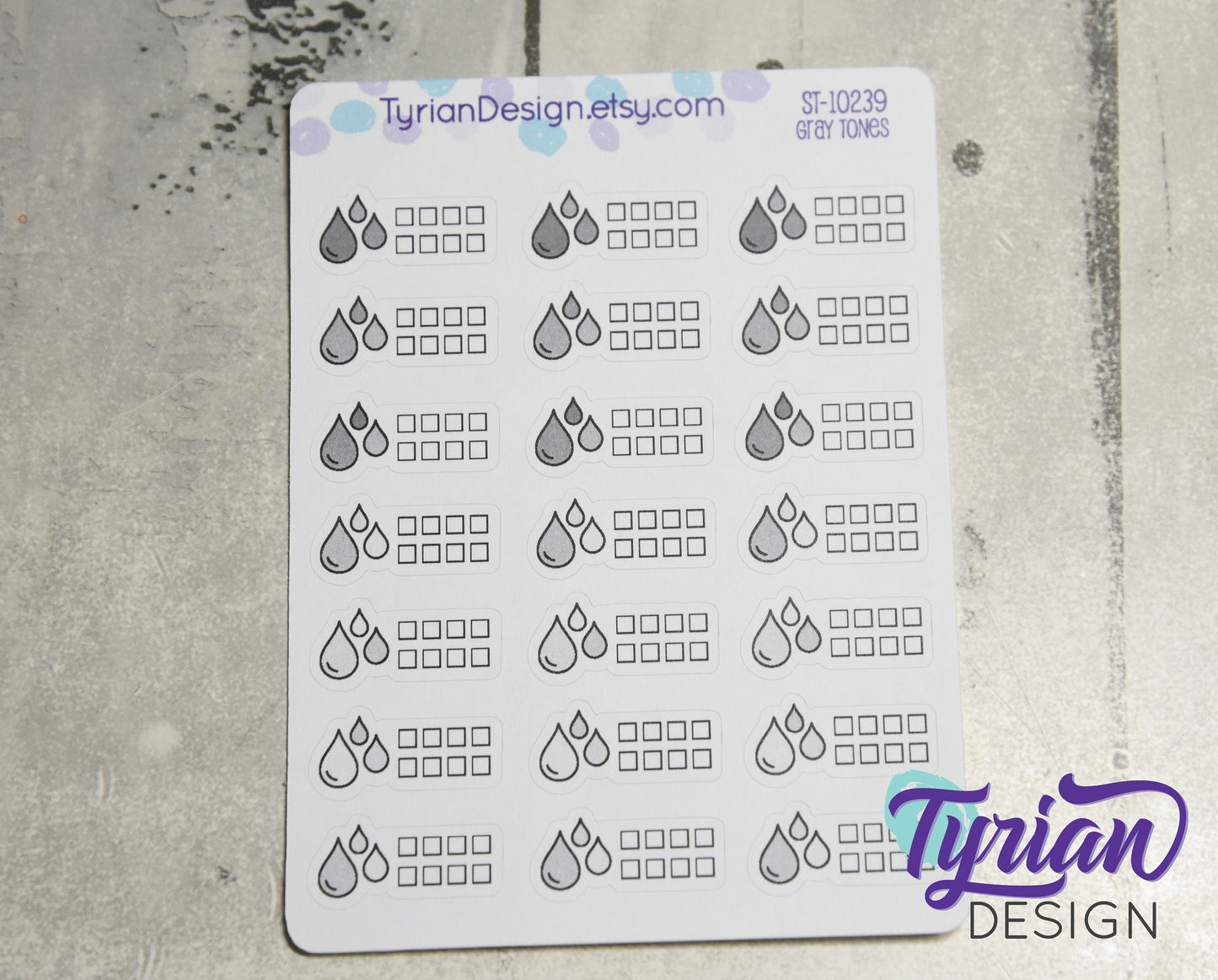 Water Tracking Icon Stickers | 21 Stickers | 1 x .5" each.