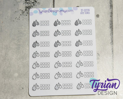Water Tracking Icon Stickers | 21 Stickers | 1 x .5" each.