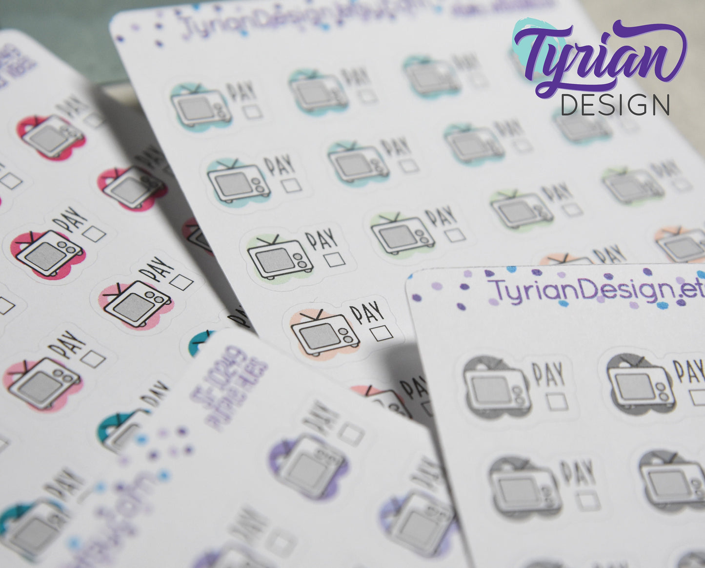 TV Payment Stickers | 24 Stickers | .72 x .53 each