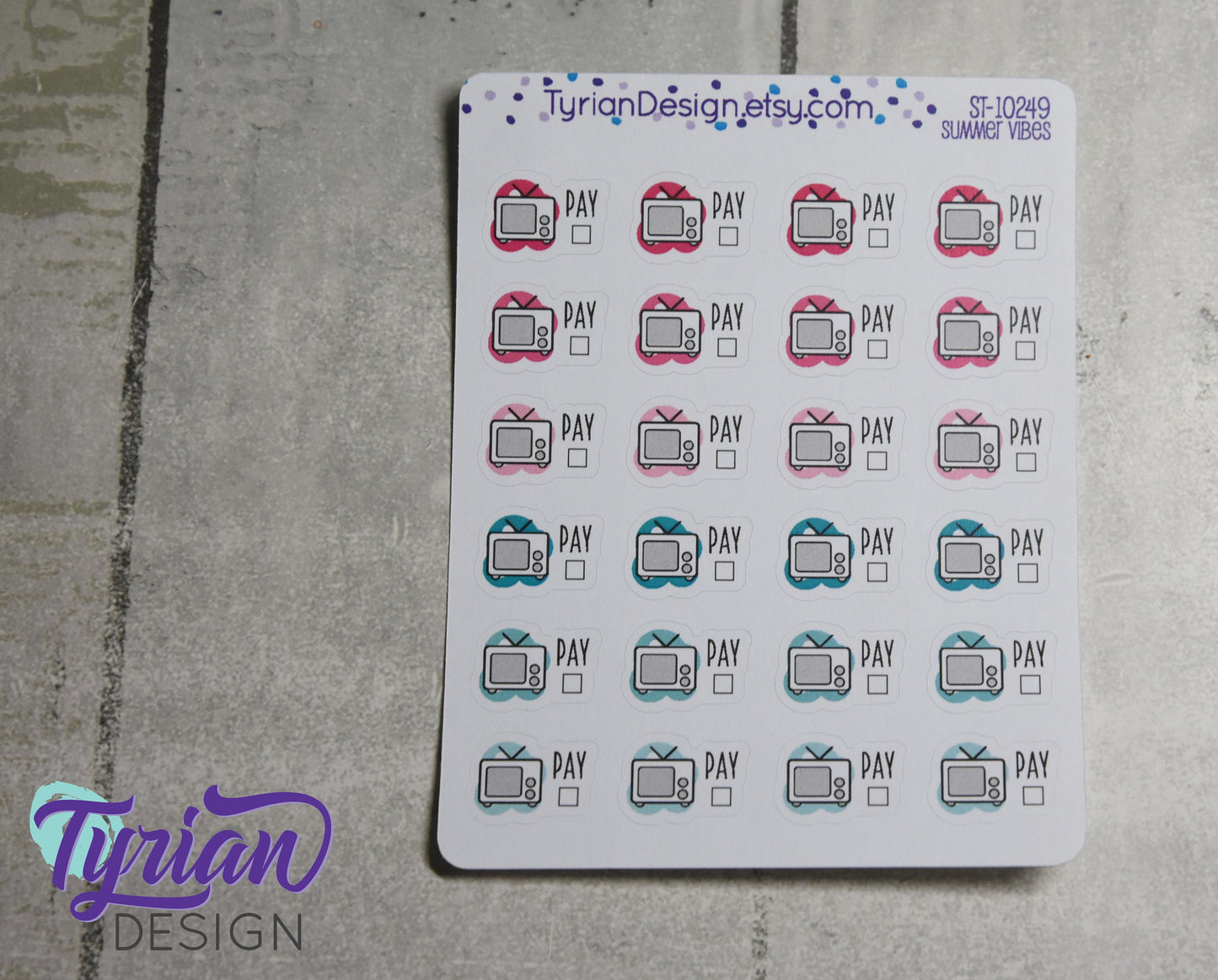 TV Payment Stickers | 24 Stickers | .72 x .53 each