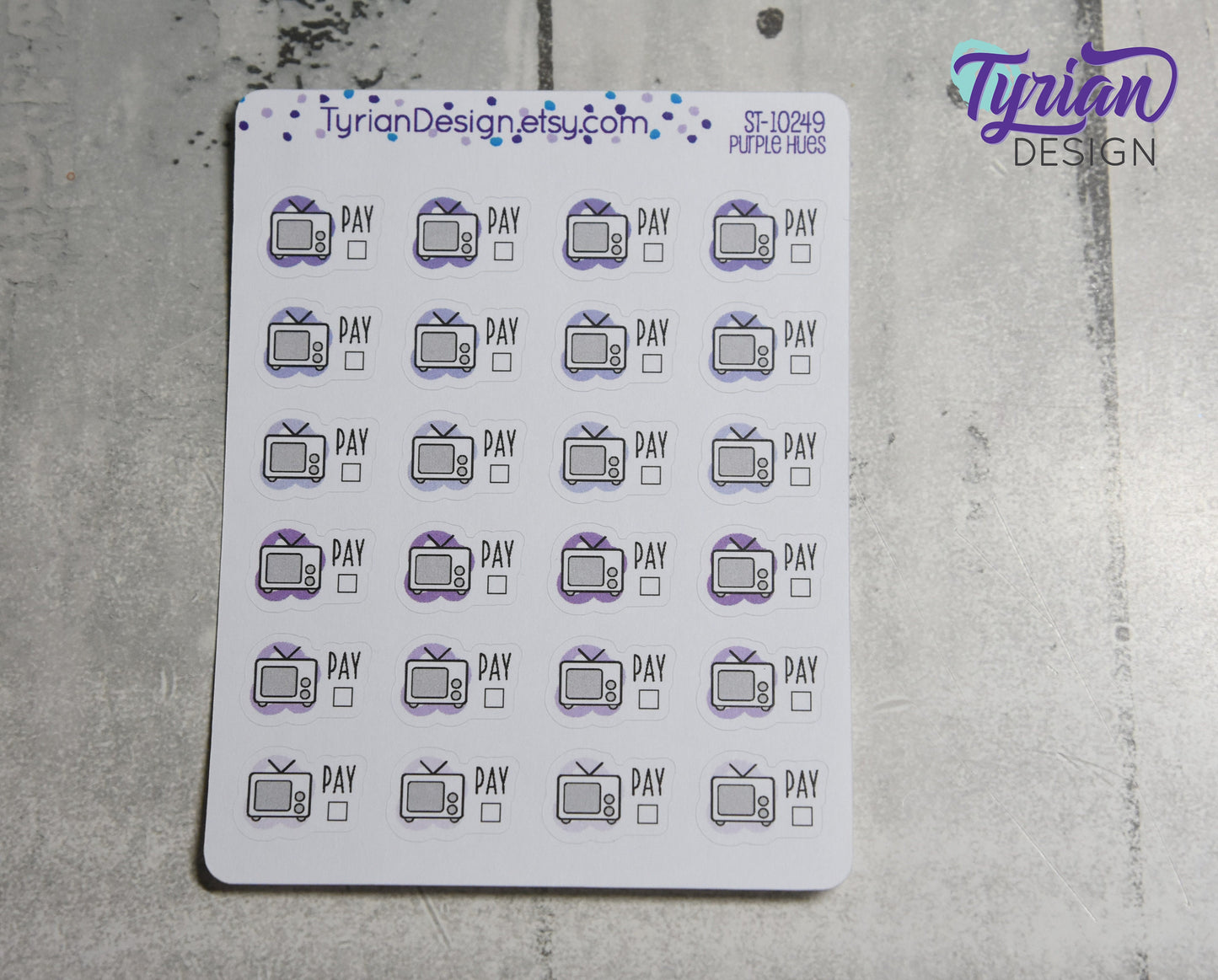 TV Payment Stickers | 24 Stickers | .72 x .53 each