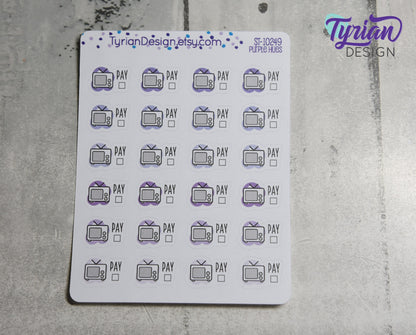 TV Payment Stickers | 24 Stickers | .72 x .53 each