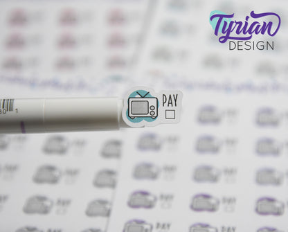 TV Payment Stickers | 24 Stickers | .72 x .53 each