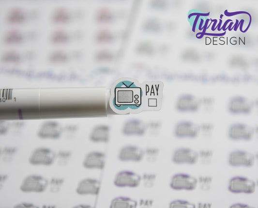 TV Payment Stickers | 24 Stickers | .72 x .53 each