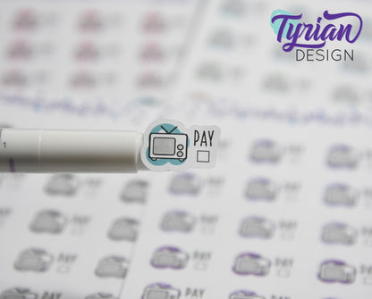 TV Payment Stickers | 24 Stickers | .72 x .53 each