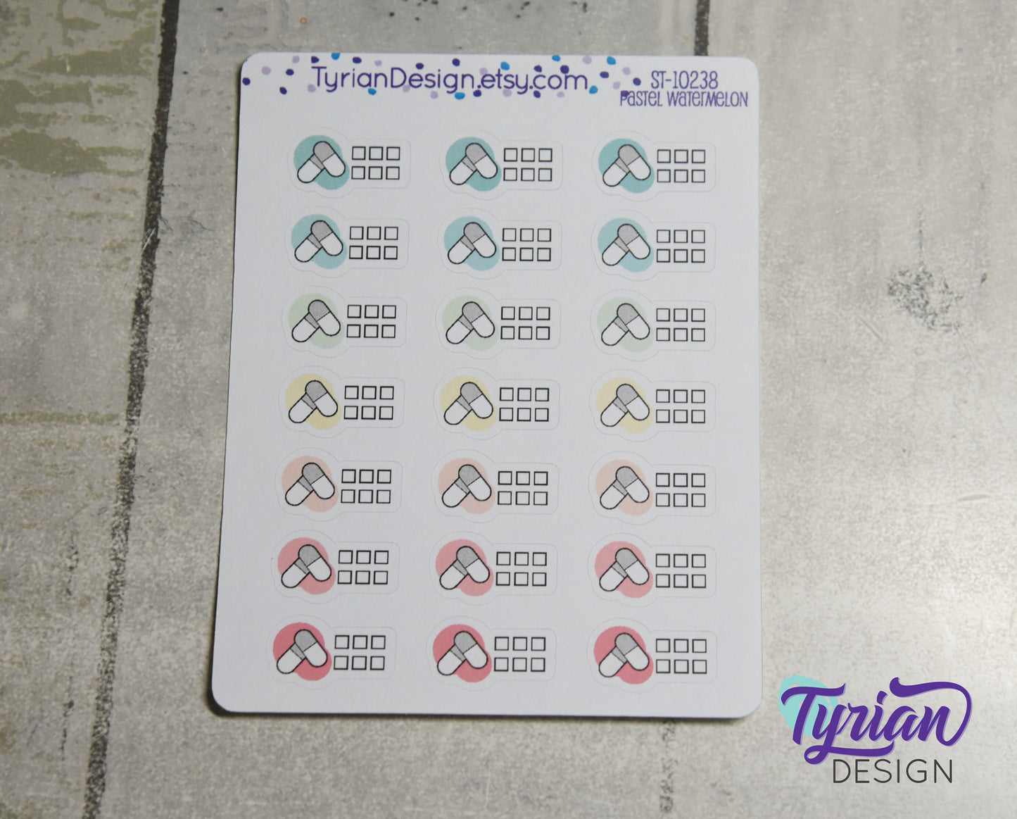 Meds Stickers with 6 check boxes. | 21 Stickers |  .82 x .5" each.