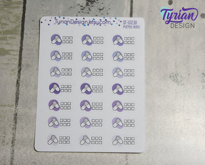 Meds Stickers with 6 check boxes. | 21 Stickers |  .82 x .5" each.