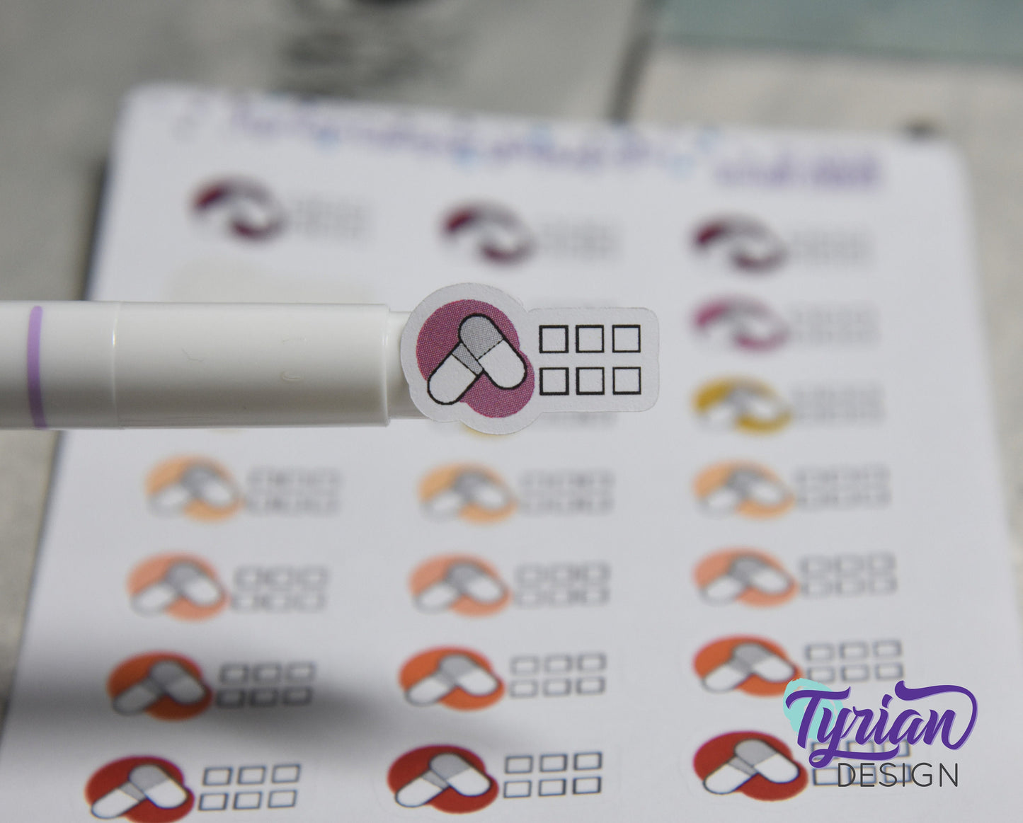 Meds Stickers with 6 check boxes. | 21 Stickers |  .82 x .5" each.