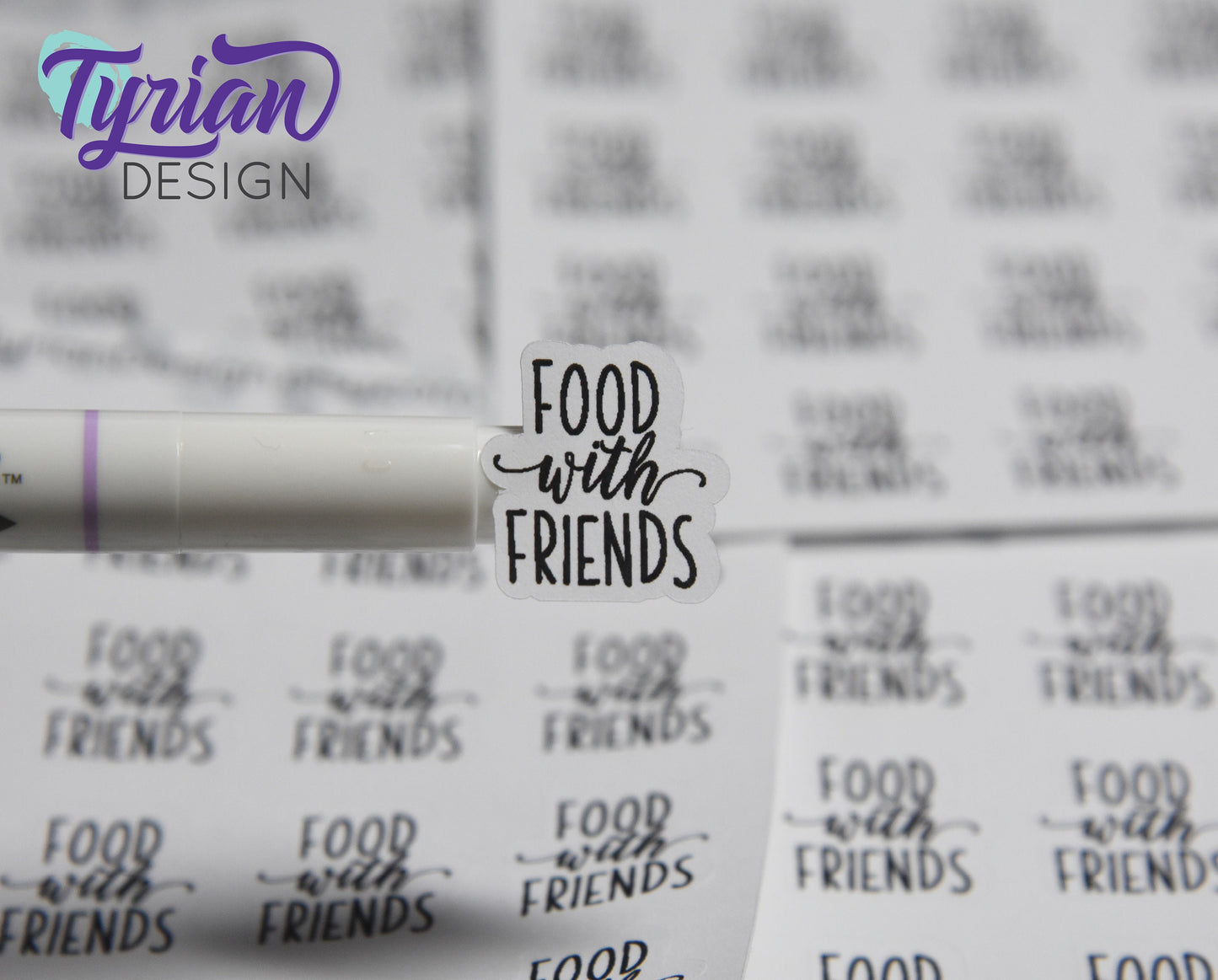 Food with Friends Stickers Sheet for Planners and Journals. Black Type, clear or white matte stickers - Dinner with Friends Stickers