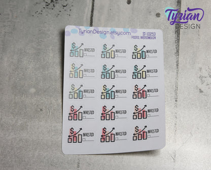 Investing Stickers | 15 Stickers | 1 x .64 each