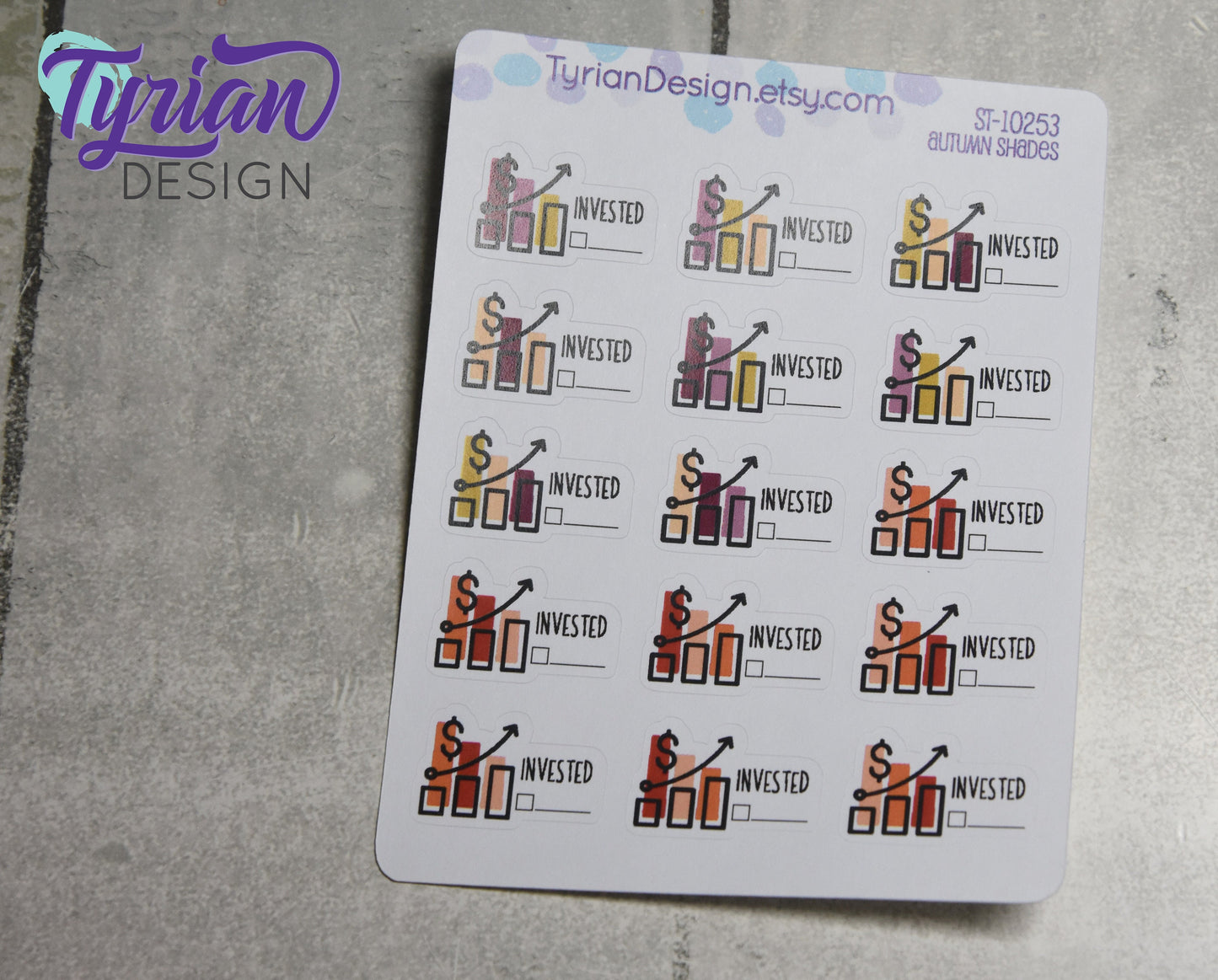 Investing Stickers | 15 Stickers | 1 x .64 each