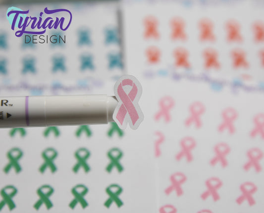 Awareness Ribbon Stickers | Color Ribbon stickers | Great for tracking stickers Great for Planners, journals and calendars
