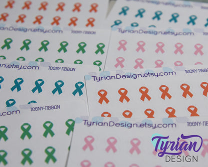 Mini Awareness Ribbon | 14 Stickers | .33" x .57"each