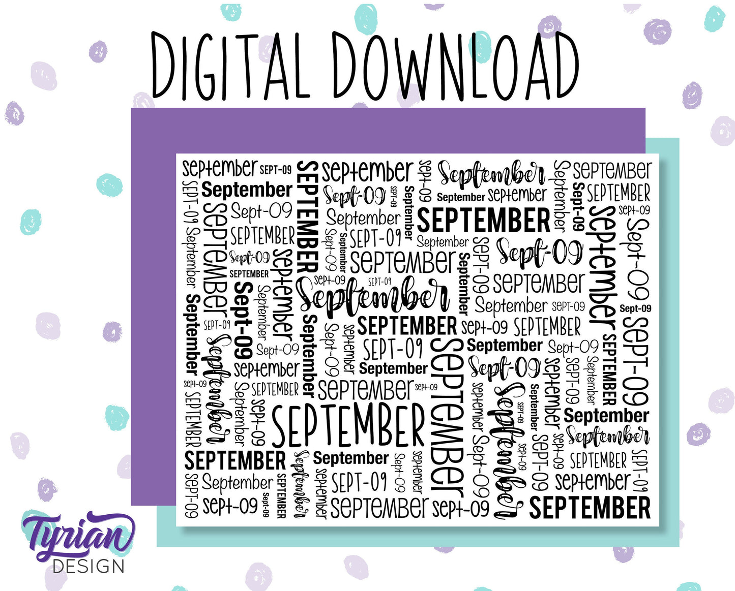 Digital Paper - September Word cloud Pattern