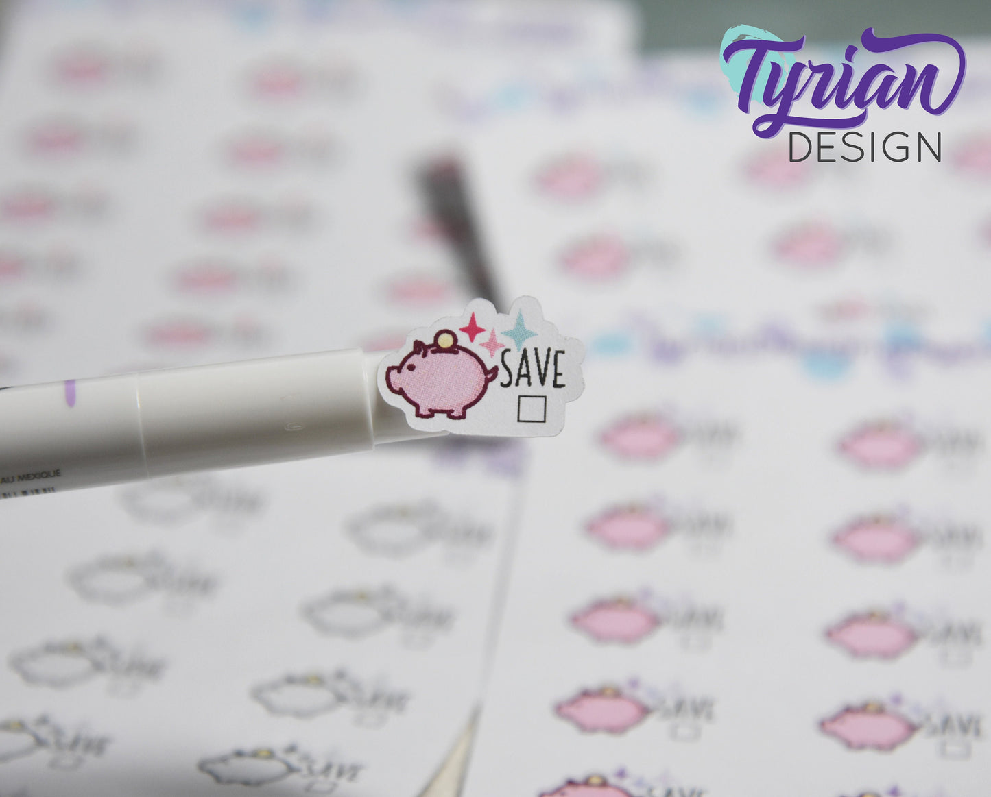 Piggy Bank Stickers | 18 Stickers | .8 x .57 each