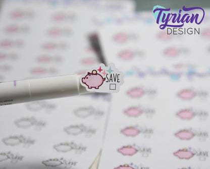 Piggy Bank Stickers | 18 Stickers | .8 x .57 each