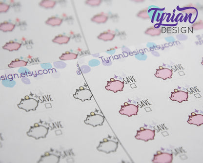 Piggy Bank Stickers | 18 Stickers | .8 x .57 each