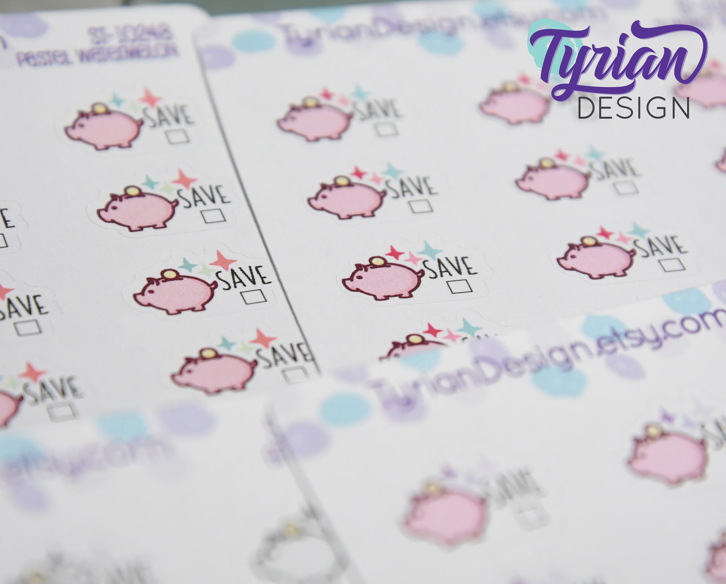 Piggy Bank Stickers | 18 Stickers | .8 x .57 each