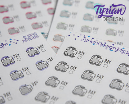 TV Payment Stickers | 24 Stickers | .72 x .53 each