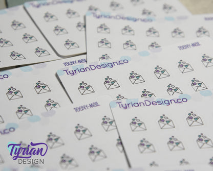 Mail Stickers | Tiny happy mail stickers on a mini sheet | For small bullet Journals, Planner, Budget, or minimalist planners