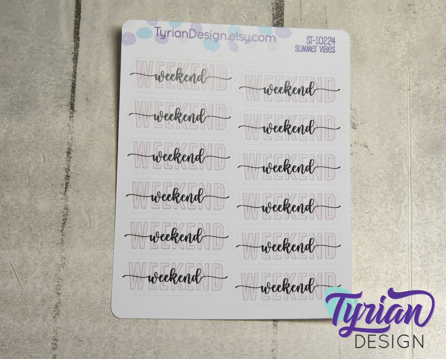 Weekend Stickers | 12 Stickers | 1.65 x .53" each