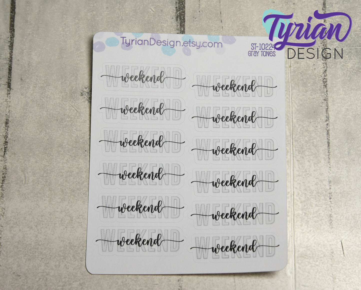 Weekend Stickers | 12 Stickers | 1.65 x .53" each