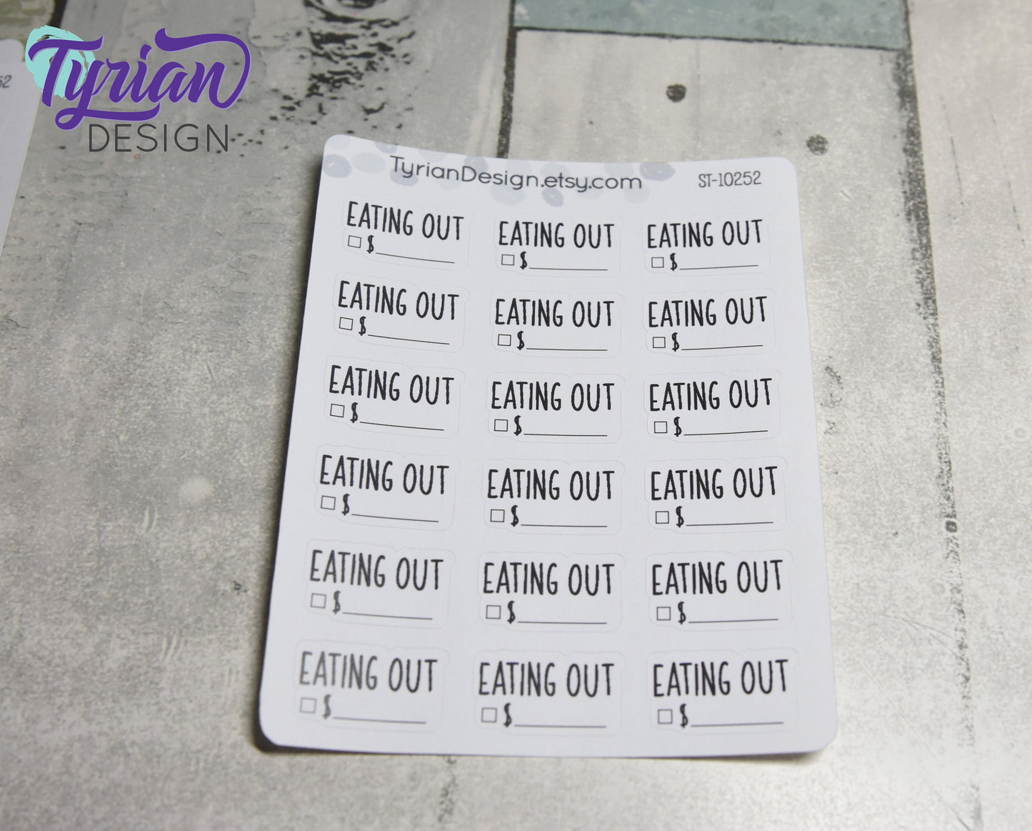 Eating out Sticker | 18 Stickers | 1" x .55" Each | Charley Font