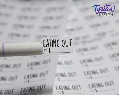 Eating out Sticker | 18 Stickers | 1" x .55" Each | Charley Font