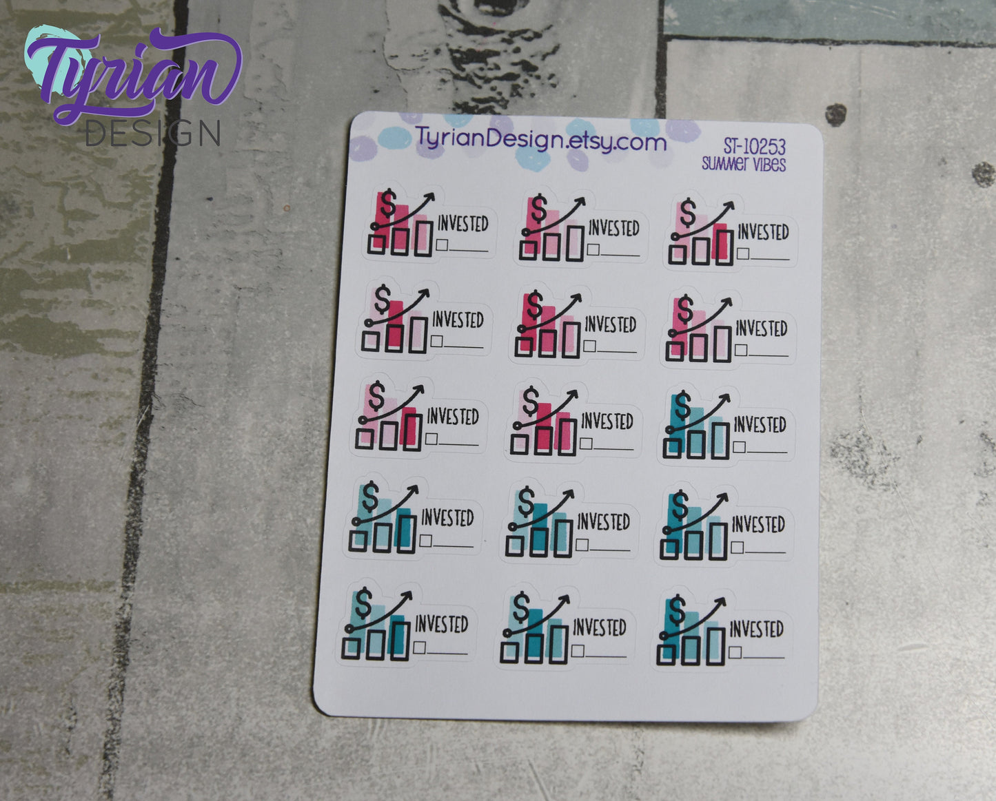 Investing Stickers | 15 Stickers | 1 x .64 each