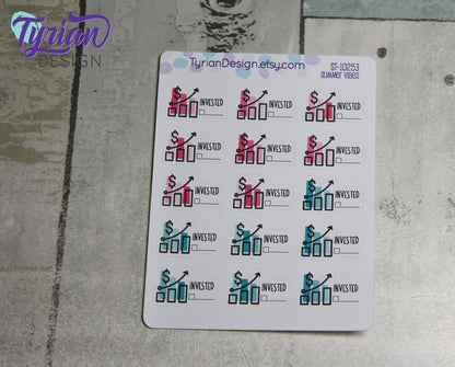 Investing Stickers | 15 Stickers | 1 x .64 each