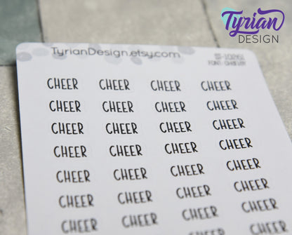 Cheer Stickers | 32 Stickers |  .53" x .35" size | Charley Font