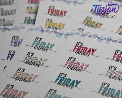 It's Friday Stickers | 8 Stickers | 1.43" x .8" Each | Various Colors