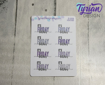 It's Friday Stickers | 8 Stickers | 1.43" x .8" Each | Various Colors
