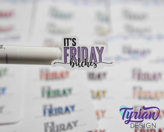 It's Friday Stickers | 8 Stickers | 1.43" x .8" Each | Various Colors