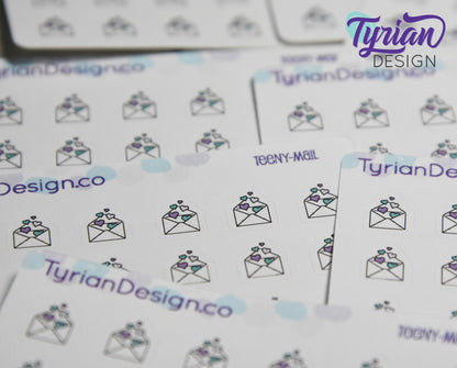 Mail Stickers | Tiny happy mail stickers on a mini sheet | For small bullet Journals, Planner, Budget, or minimalist planners