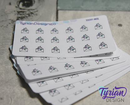 Mail Stickers | Tiny happy mail stickers on a mini sheet | For small bullet Journals, Planner, Budget, or minimalist planners