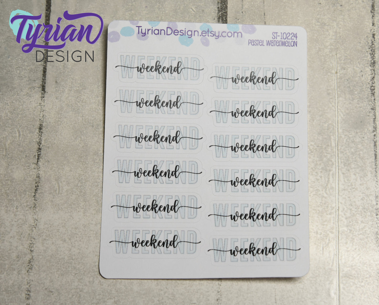 Weekend Stickers | 12 Stickers | 1.65 x .53" each