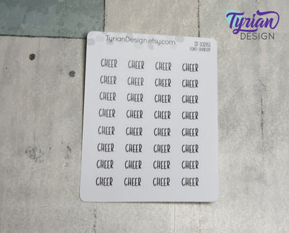 Cheer Stickers | 32 Stickers |  .53" x .35" size | Charley Font