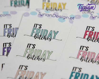 It's Friday Stickers | 8 Stickers | 1.43" x .8" Each | Various Colors