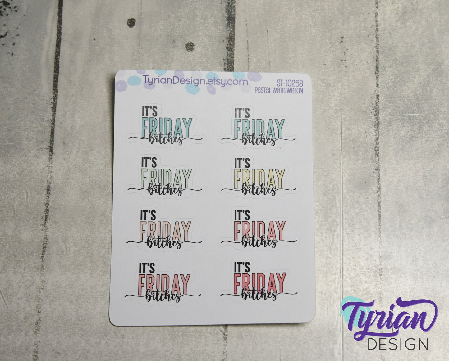 It's Friday Stickers | 8 Stickers | 1.43" x .8" Each | Various Colors