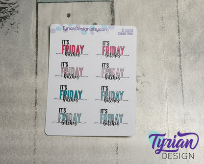It's Friday Stickers | 8 Stickers | 1.43" x .8" Each | Various Colors
