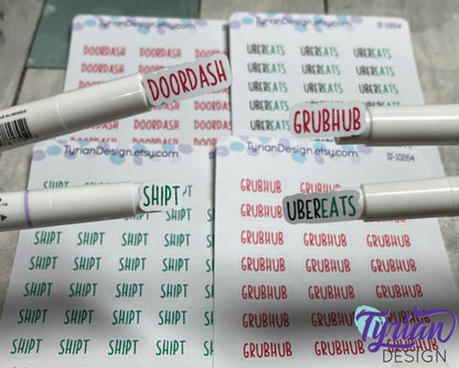 Food Delivery for Planners and Journals | Schedule Food Pick up Stickers in Charley Font.