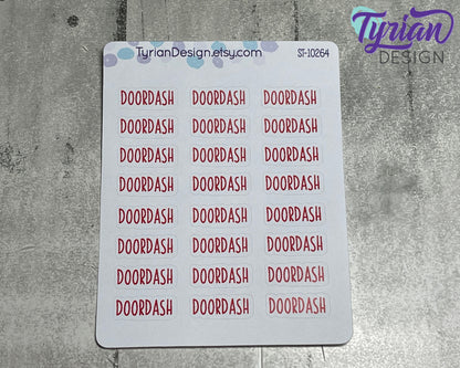 Food Delivery for Planners and Journals | Schedule Food Pick up Stickers in Charley Font.