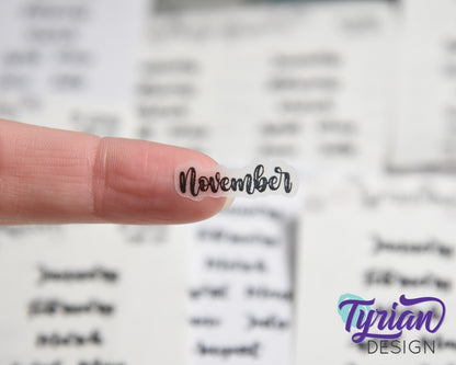 Small Months Stickers | January - December | 24 stickers | Font Izzy