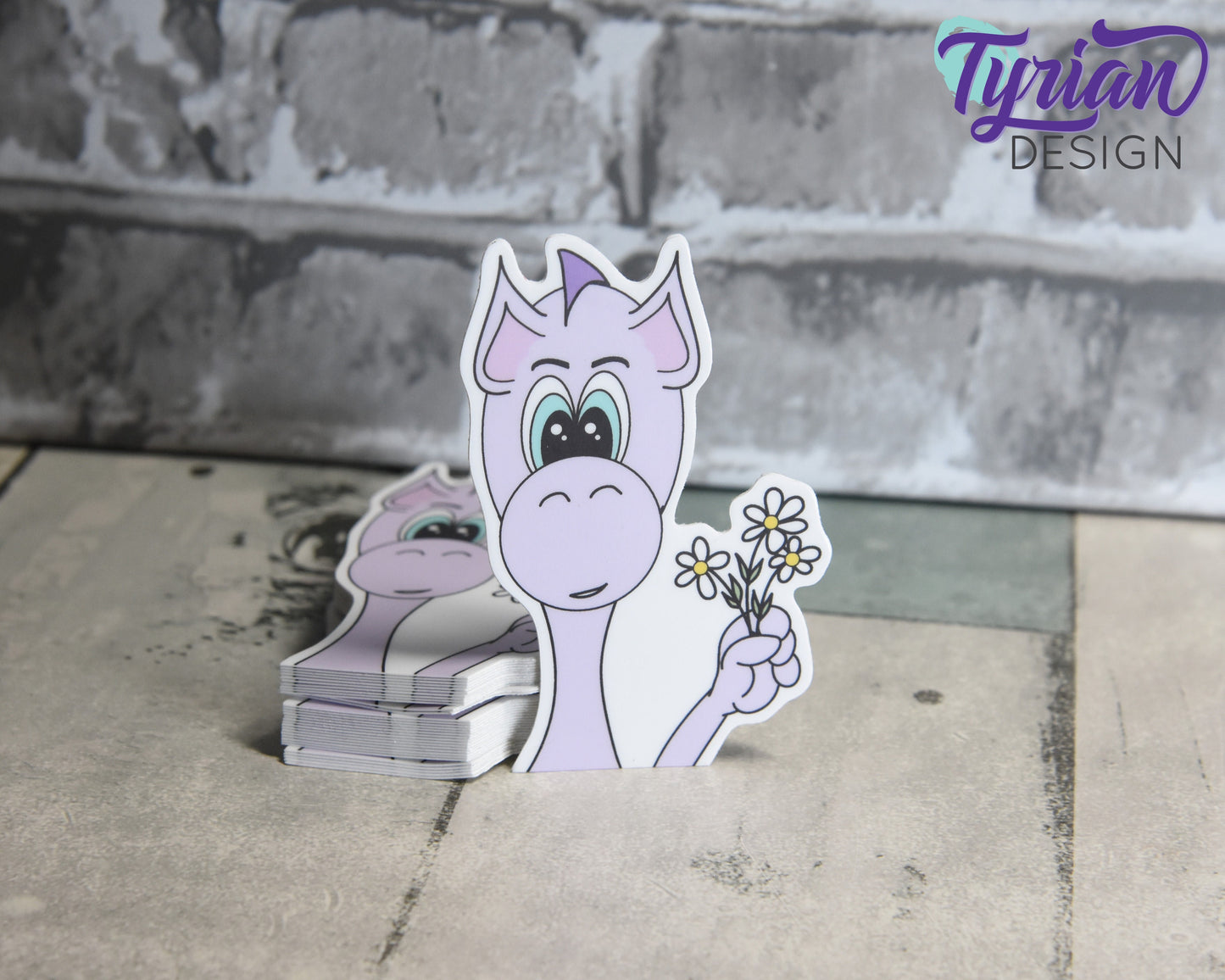 Dragon with Daisies Vinyl Sticker | 2x3 inches