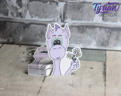 Dragon with Daisies Vinyl Sticker | 2x3 inches