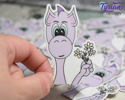 Dragon with Daisies Vinyl Sticker | 2x3 inches