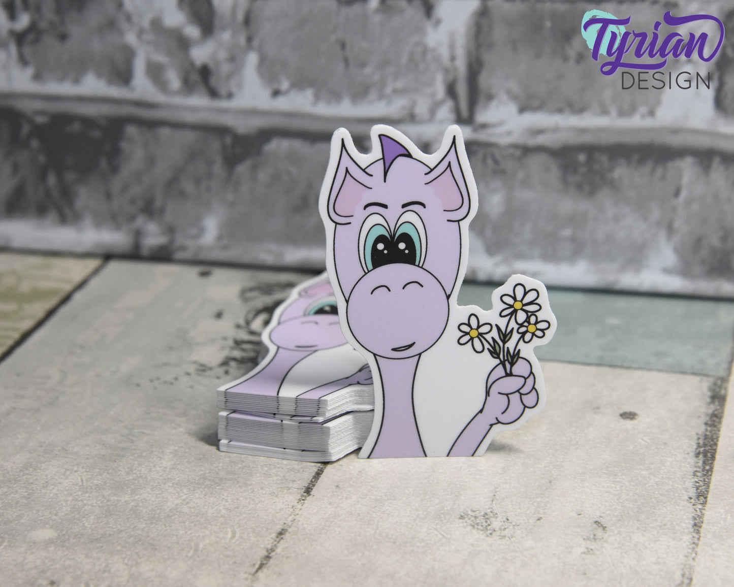 Dragon with Daisies Vinyl Sticker | 2x3 inches