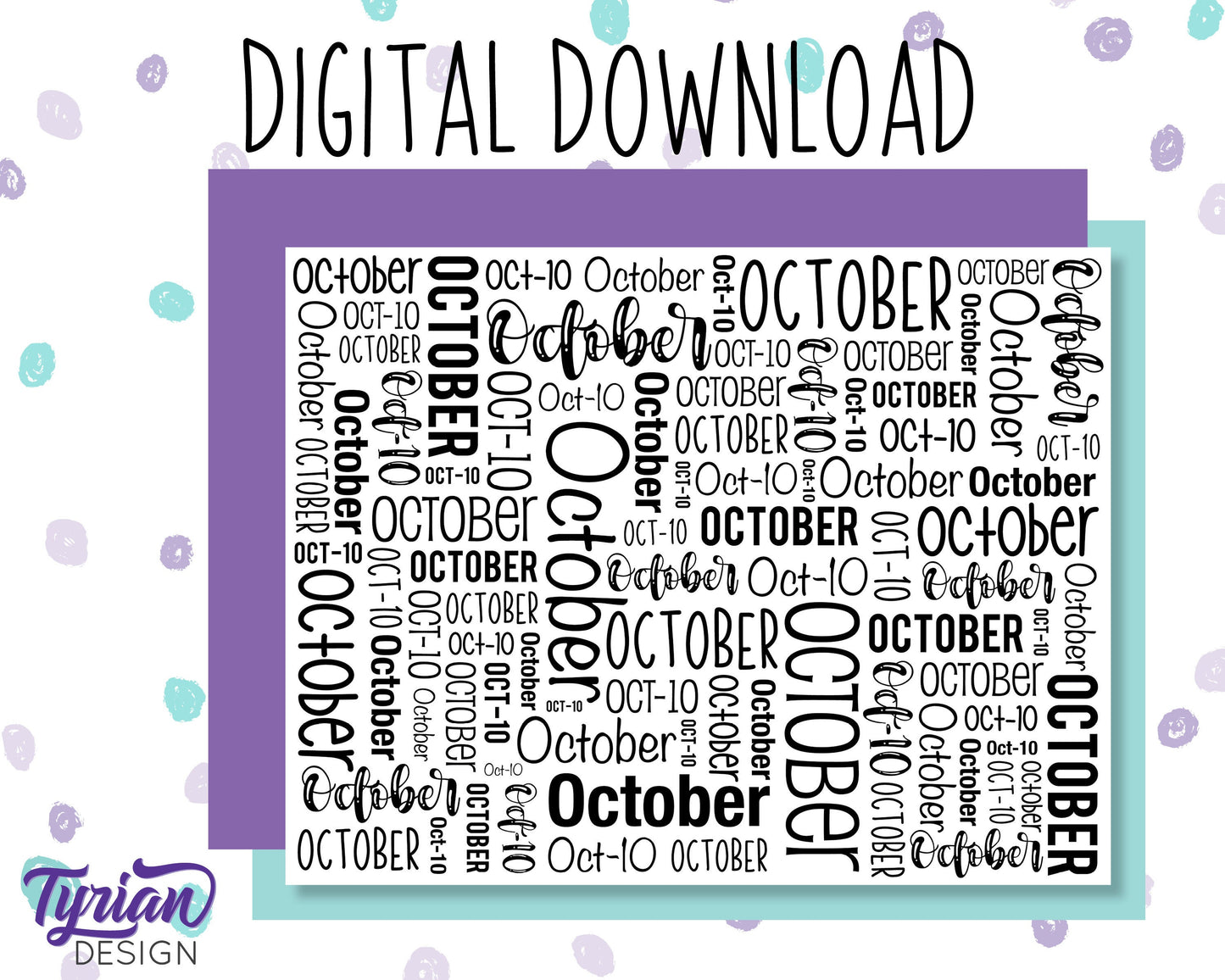 Digital Paper - October Word cloud Pattern